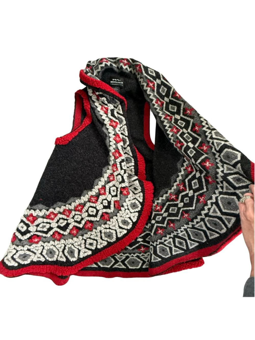 Montanaco Wool Blend Southwestern Draped Hooded Vest Size M/L/OS - Picture 2 of 7